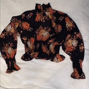 Flower Print Turtle Neck